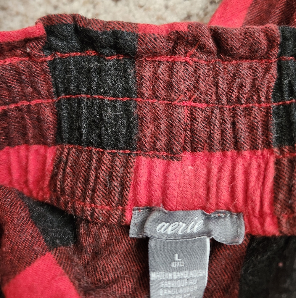 Aerie Red Plaid Pajama Joggers - Picture 2 of 6